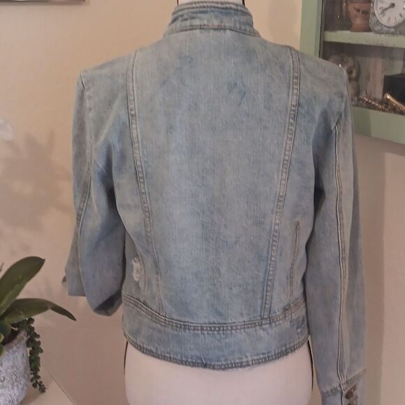Free People Moto Double Breasted Denim Jacket. Country. Military.Coastal Cowgirl - Picture 8 of 14